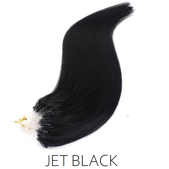 #1 Jet Black Easy Loop Micro Bead Hair Extensions