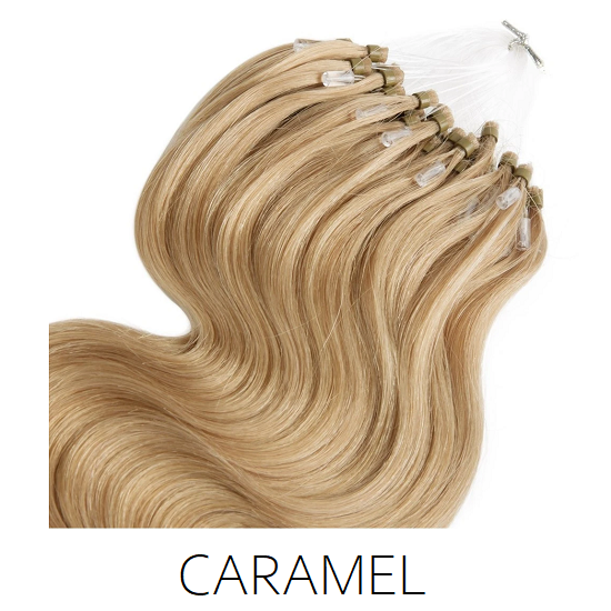 #16 Caramel blonde Easy Loop Micro Bead Hair Extensions