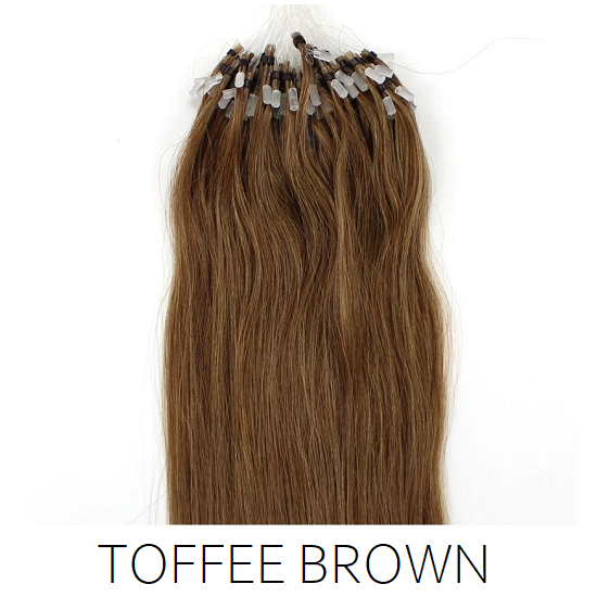 #8 Toffee Light Brown Easy Loop Micro Bead Hair Extensions