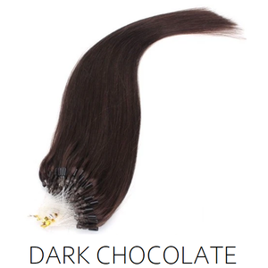 #2 Dark Chocolate Brown  Easy Loop Micro Bead Hair Extensions