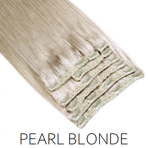 #60A Pearl Blonde Clip in Human Hair Extensions