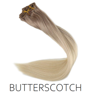 #18/60 Butterscotch Ombre Balayage Clip in Human Hair Extensions