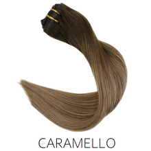#2/4/22 Caramello Ombre Balayage Clip in Human Hair Extensions
