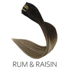 #1B-12/18 Rum & Raisin Ombre Balayage Clip in Human Hair Extensions