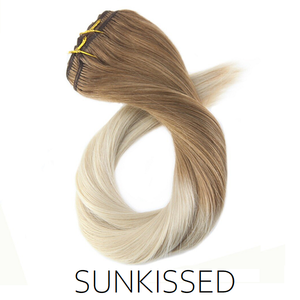 #6-22/60 Sunkissed Ombre Balayage Clip in Human Hair Extensions